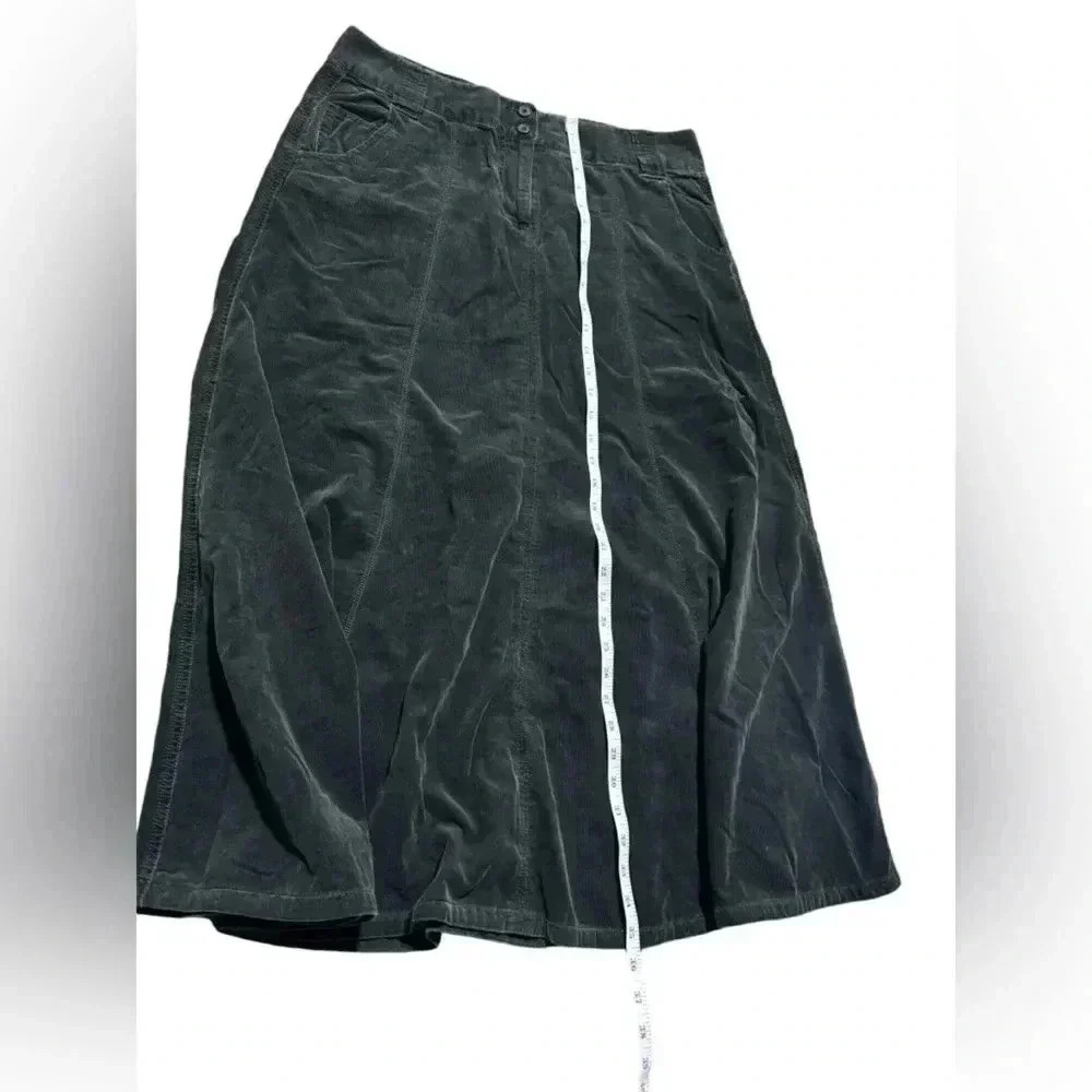 CAbi Style 263 Tailgate Party Charcoal Corduroy Boot Paneled A-Line Skirt 10 - Picture 14 of 14